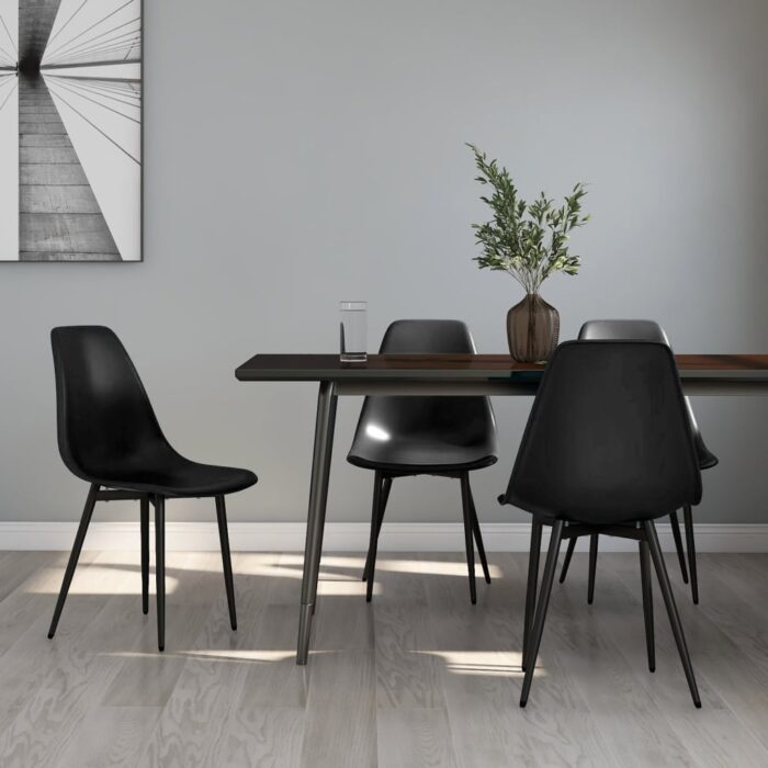 Chaises à manger lot de 4 noir PP – Image 1