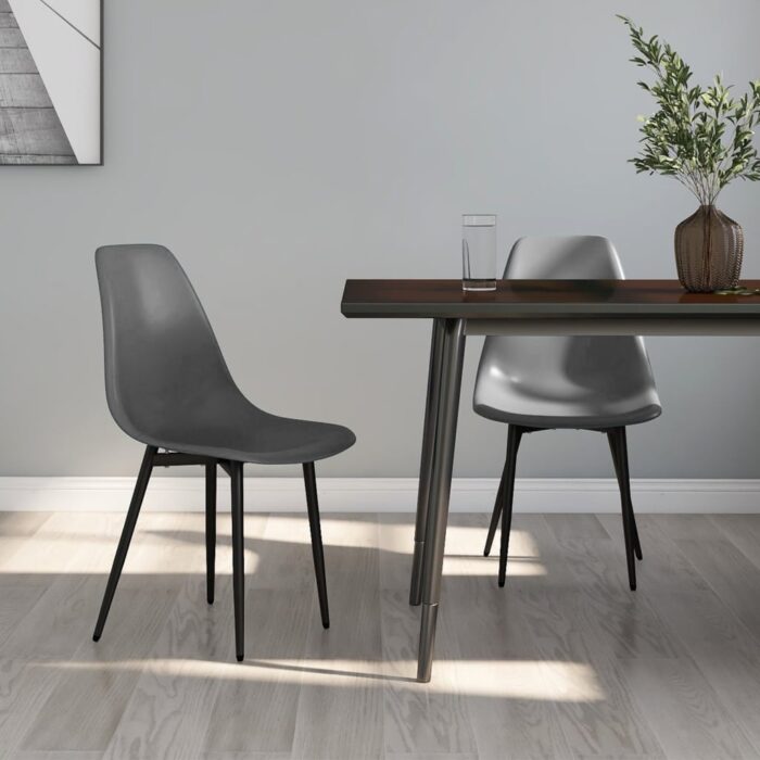 Chaises à manger lot de 2 gris PP – Image 1