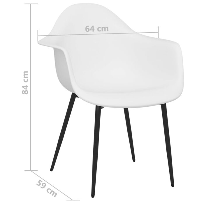 Chaises à manger lot de 2 blanc PP – Image 5