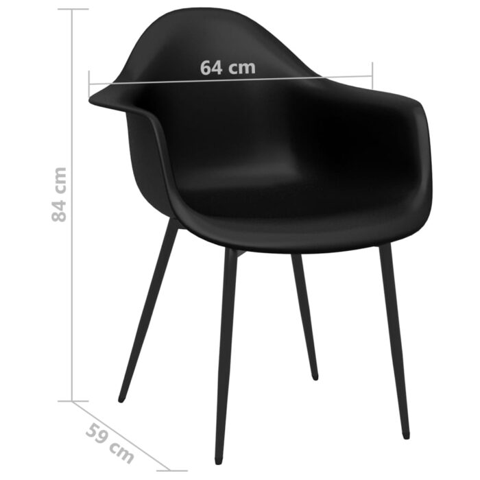 Chaises à manger lot de 4 noir PP – Image 5