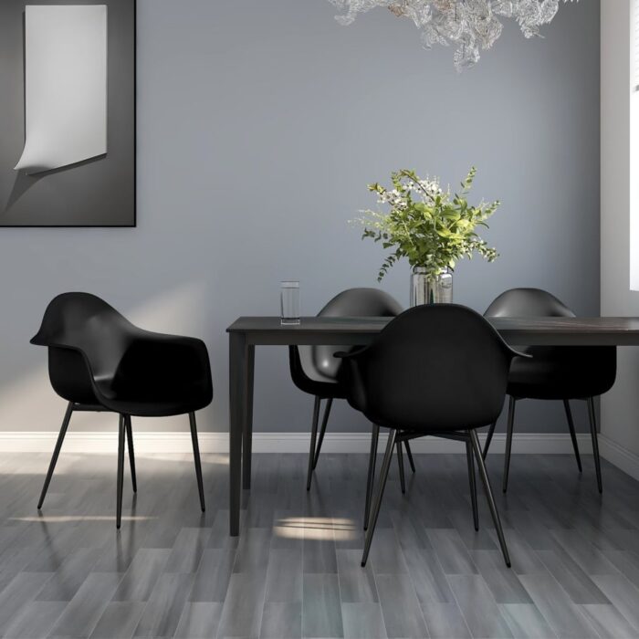 Chaises à manger lot de 4 noir PP – Image 1