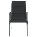 Chaises de jardin 4 pcs Acier et textilène Noir – Image 3