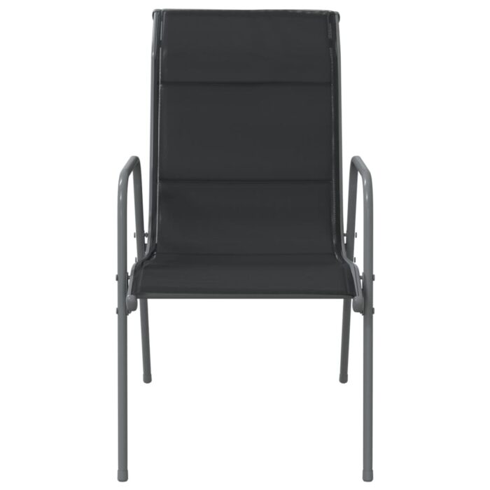 Chaises de jardin 4 pcs Acier et textilène Noir – Image 3