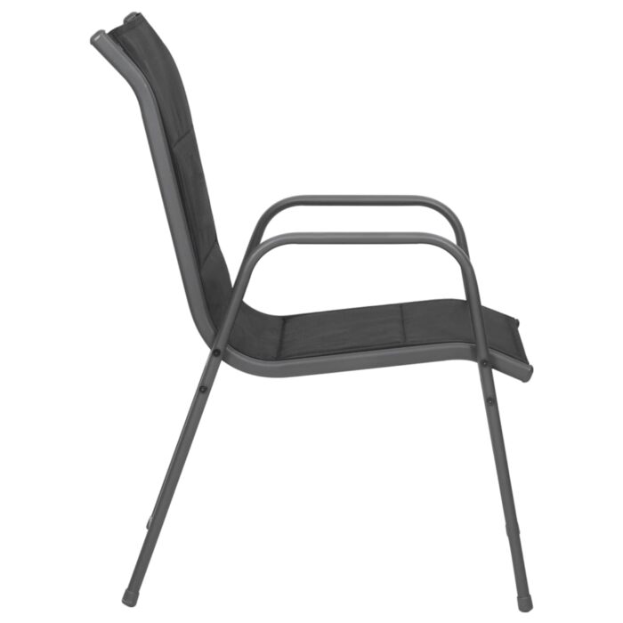 Chaises de jardin 4 pcs Acier et textilène Noir – Image 4