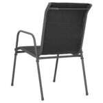Chaises de jardin 4 pcs Acier et textilène Noir – Image 5