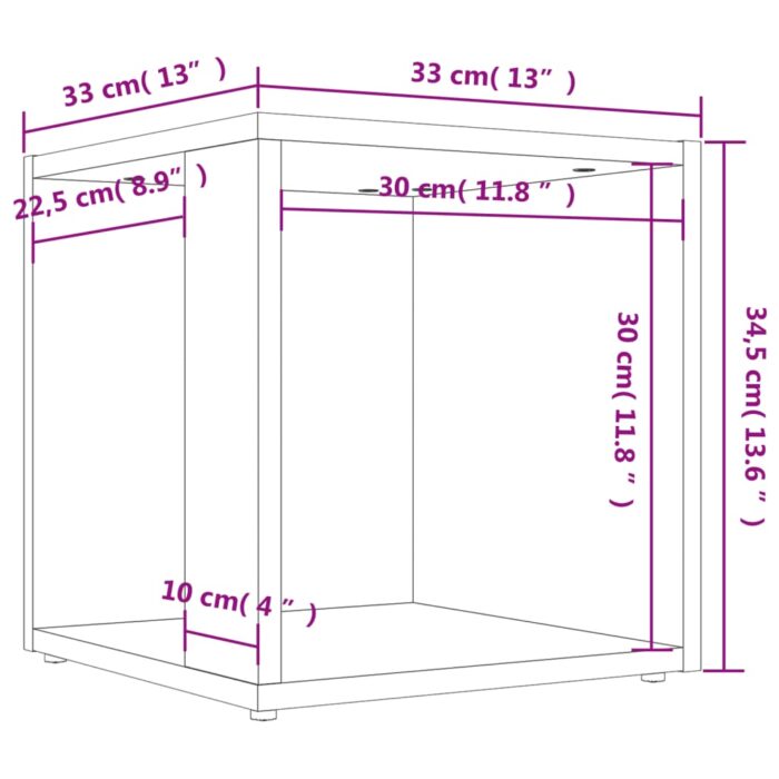 Table d'appoint Gris béton 33x33x34,5 cm Bois d'ingénierie – Image 6
