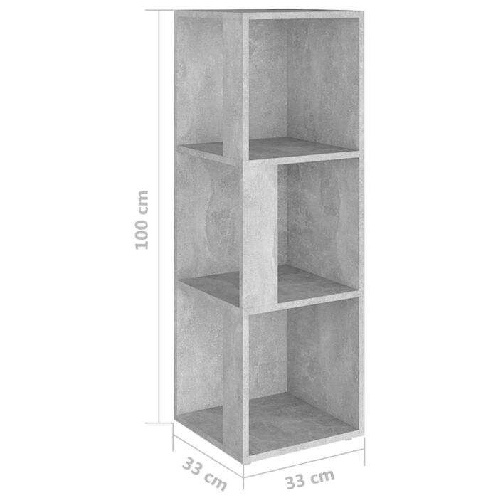 Armoire d'angle Gris béton 33x33x100 cm Bois d'ingénierie – Image 5
