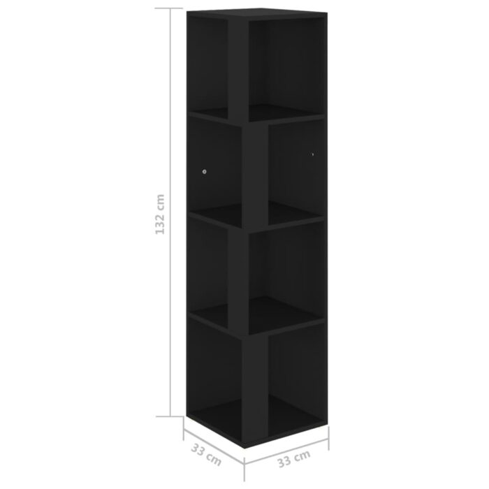 Armoire d'angle Noir 33x33x132 cm Bois d’ingénierie – Image 5