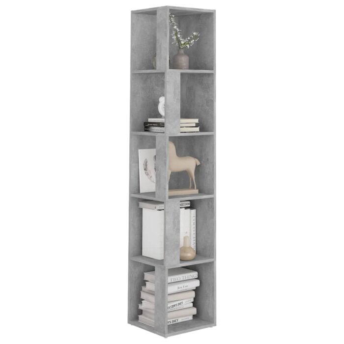 Armoire d'angle Gris béton 33x33x164,5 cm Bois d'ingénierie – Image 2