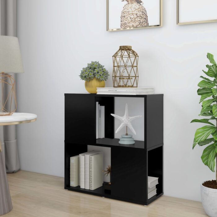 Bibliothèque Noir 60x24x63 cm Bois d'ingénierie – Image 1