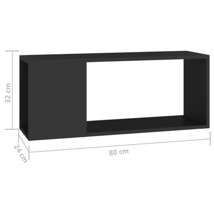 Meuble TV Noir 80x24x32 cm Bois d'ingénierie – Image 5