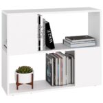Meuble TV Blanc 80x24x63 cm Bois d'ingénierie – Image 2