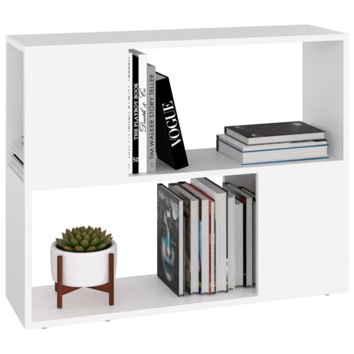 Meuble TV Blanc 80x24x63 cm Bois d'ingénierie – Image 2