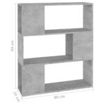 Bibliothèque/Séparateur de pièce Gris béton 80x24x94 cm – Image 5