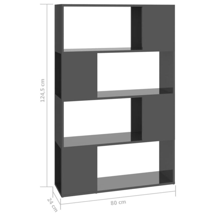 Bibliothèque/Séparateur de pièce Gris brillant 80x24x124,5 cm – Image 5