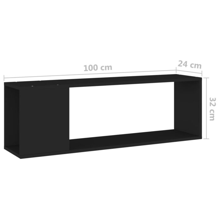 Meuble TV Noir 100x24x32 cm Bois d'ingénierie – Image 5