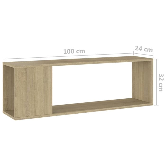 Meuble TV Chêne sonoma 100x24x32 cm Bois d'ingénierie – Image 5