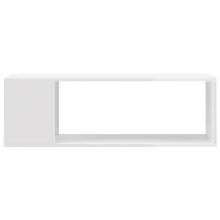 Meuble TV Blanc brillant 100x24x32 cm Bois d'ingénierie – Image 2