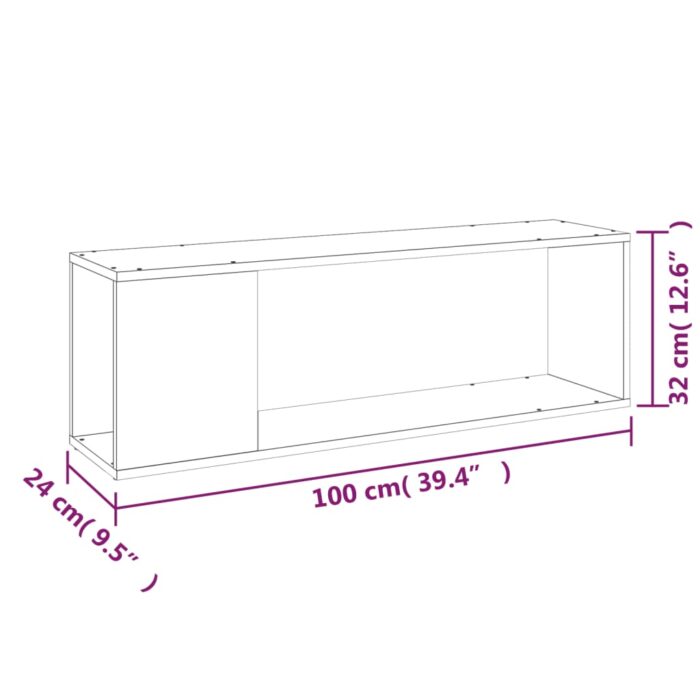 Meuble TV Blanc brillant 100x24x32 cm Bois d'ingénierie – Image 6