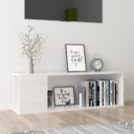 Meuble TV Blanc brillant 100x24x32 cm Bois d'ingénierie