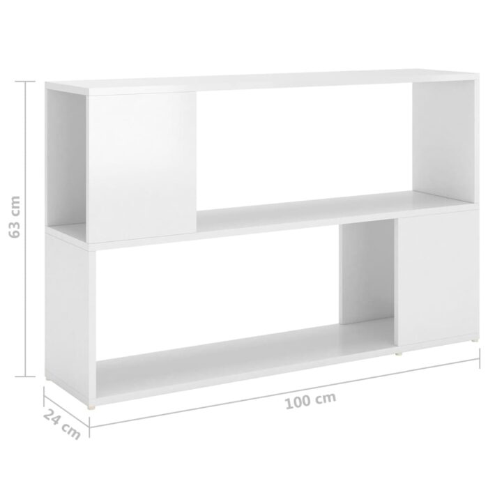 Bibliothèque Blanc brillant 100x24x63 cm Bois d'ingénierie – Image 5