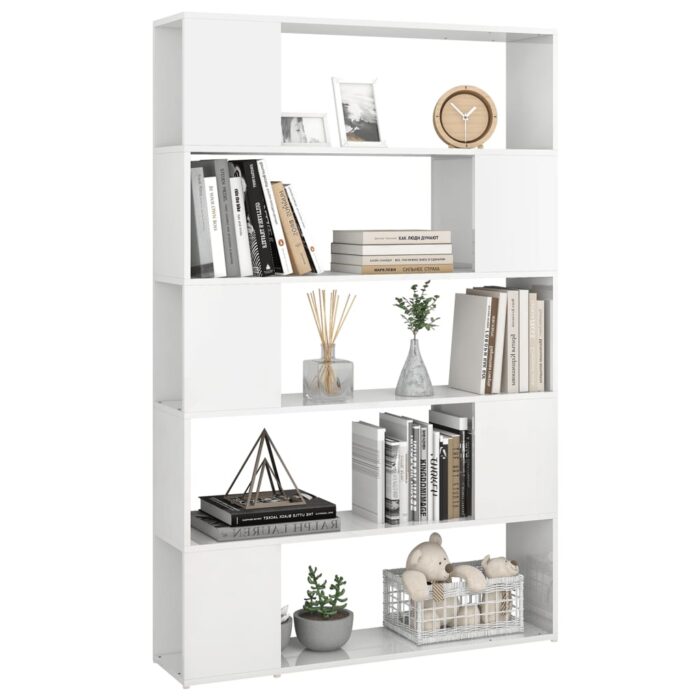 Bibliothèque séparateur de pièce blanc brillant bois ingénierie – Image 4