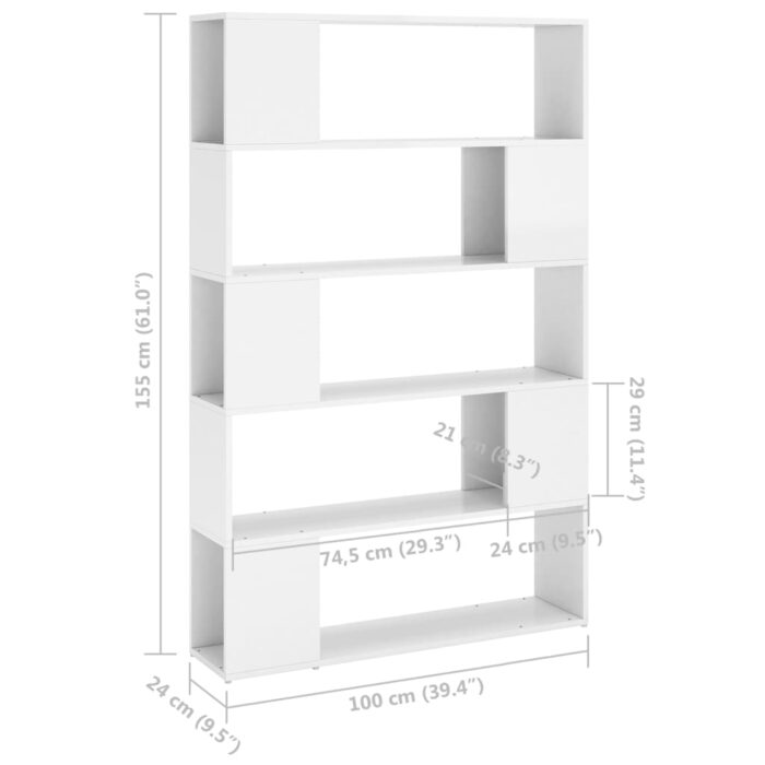 Bibliothèque séparateur de pièce blanc brillant bois ingénierie – Image 5