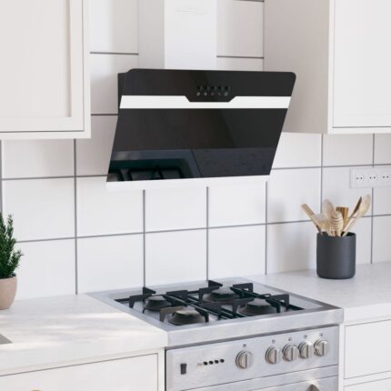 Hotte murale 60 cm Acier et verre trempé Noir