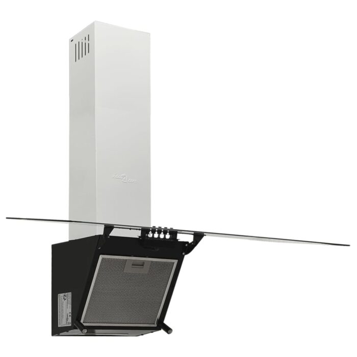 Hotte murale 90 cm Acier et verre trempé Noir – Image 2