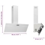 Hotte murale 90 cm Acier et verre trempé Blanc – Image 8