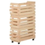 Chariot à légumes 37x30x80 cm Bois de pin solide – Image 3