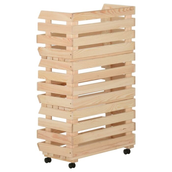 Chariot à légumes 37x30x80 cm Bois de pin solide – Image 3