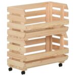 Chariot à légumes 37x30x80 cm Bois de pin solide – Image 5