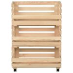 Chariot à légumes 57x30x80 cm Bois de pin solide – Image 2