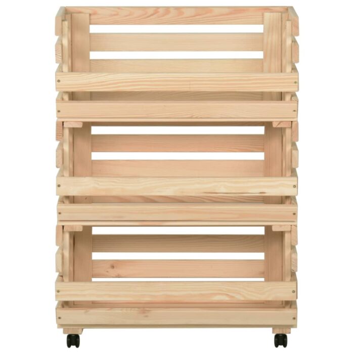 Chariot à légumes 57x30x80 cm Bois de pin solide – Image 2