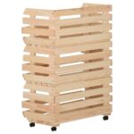 Chariot à légumes 57x30x80 cm Bois de pin solide – Image 3