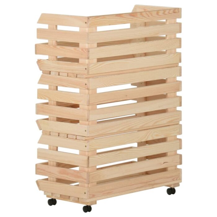 Chariot à légumes 57x30x80 cm Bois de pin solide – Image 3