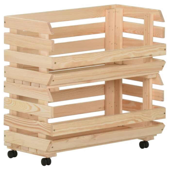 Chariot à légumes 57x30x80 cm Bois de pin solide – Image 4