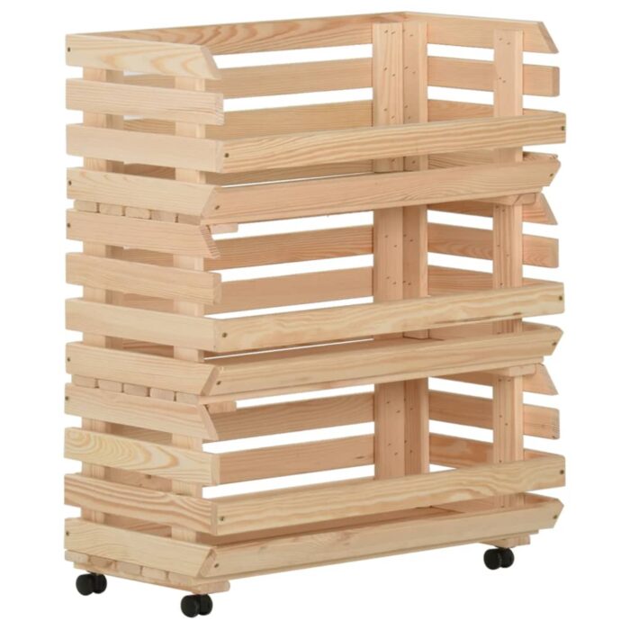 Chariot à légumes 77x30x80 cm Bois de pin solide – Image 1