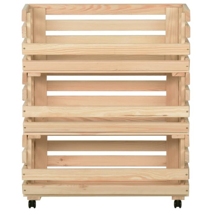 Chariot à légumes 77x30x80 cm Bois de pin solide – Image 2