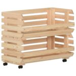 Chariot à légumes 77x30x80 cm Bois de pin solide – Image 4