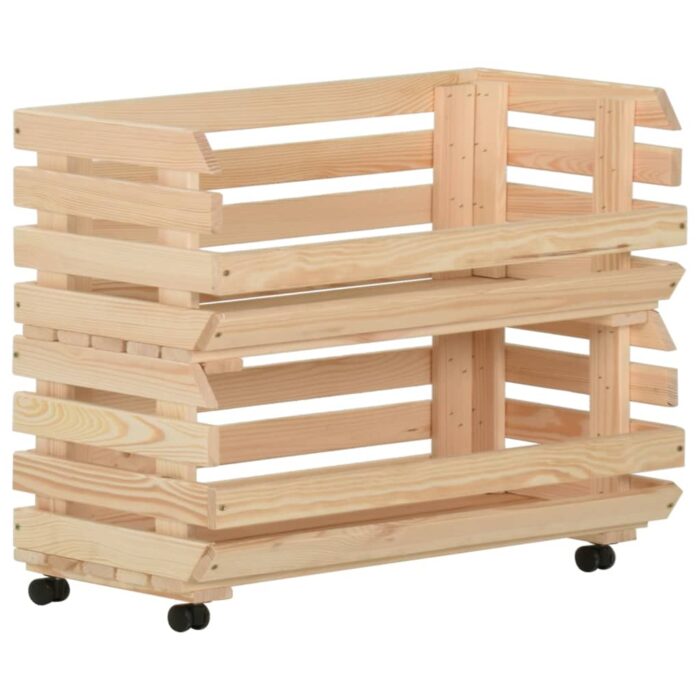 Chariot à légumes 77x30x80 cm Bois de pin solide – Image 4