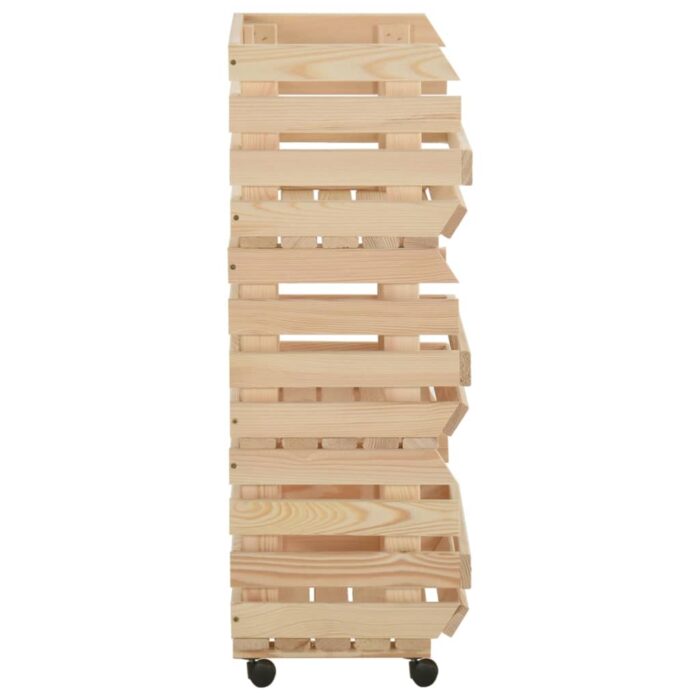 Chariot à légumes 77x30x80 cm Bois de pin solide – Image 6