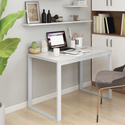 Bureau d'ordinateur Blanc 110x60x73 cm Aggloméré
