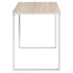 Bureau d'ordinateur Blanc et chêne 110x60x73 cm Aggloméré – Image 2