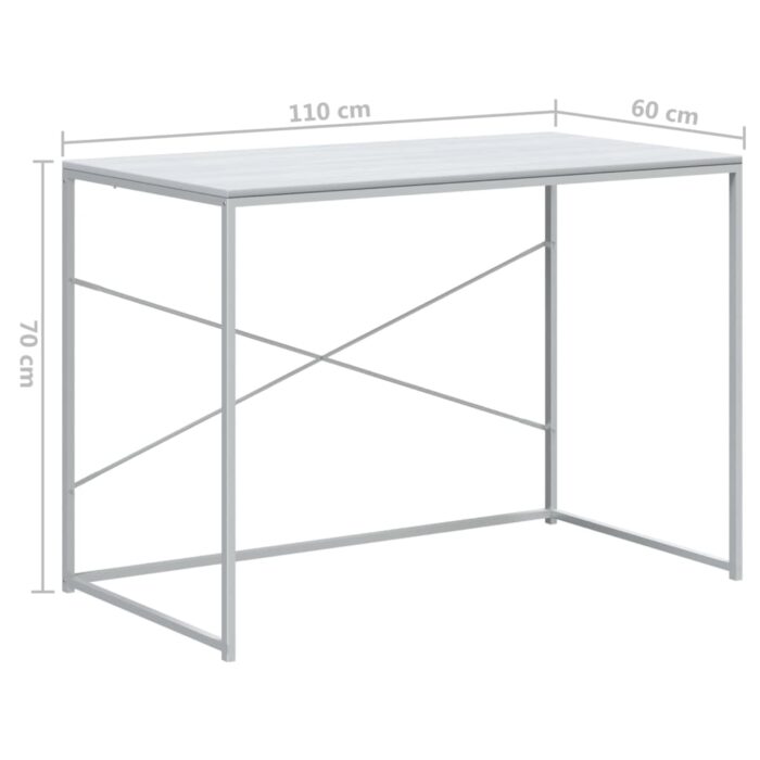 Bureau d'ordinateur Blanc 110x60x70 cm Bois d'ingénierie – Image 6