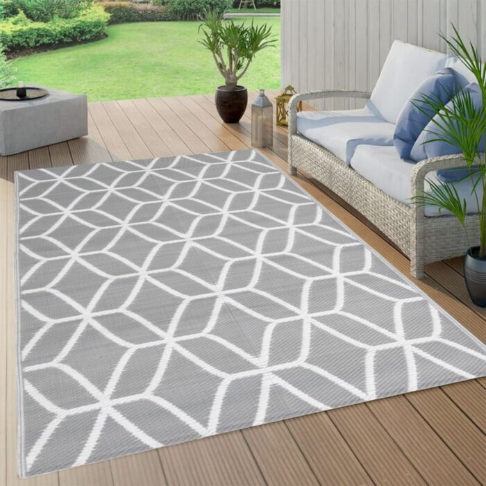 Tapis d'extérieur ARAKIL Gris 140x200 cm PP – Image 1