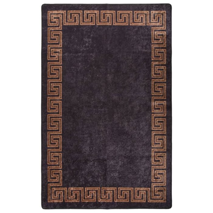 Tapis lavable antidérapant 80x150 cm Noir et doré – Image 1