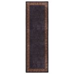 Tapis lavable antidérapant 80x300 cm Noir et doré