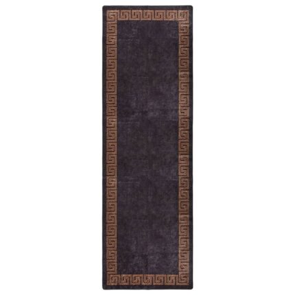 Tapis lavable antidérapant 80x300 cm Noir et doré